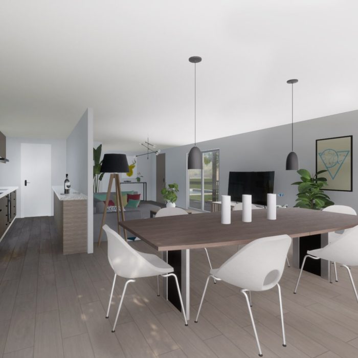 Interior casa prefabricada Rural House 140m2
